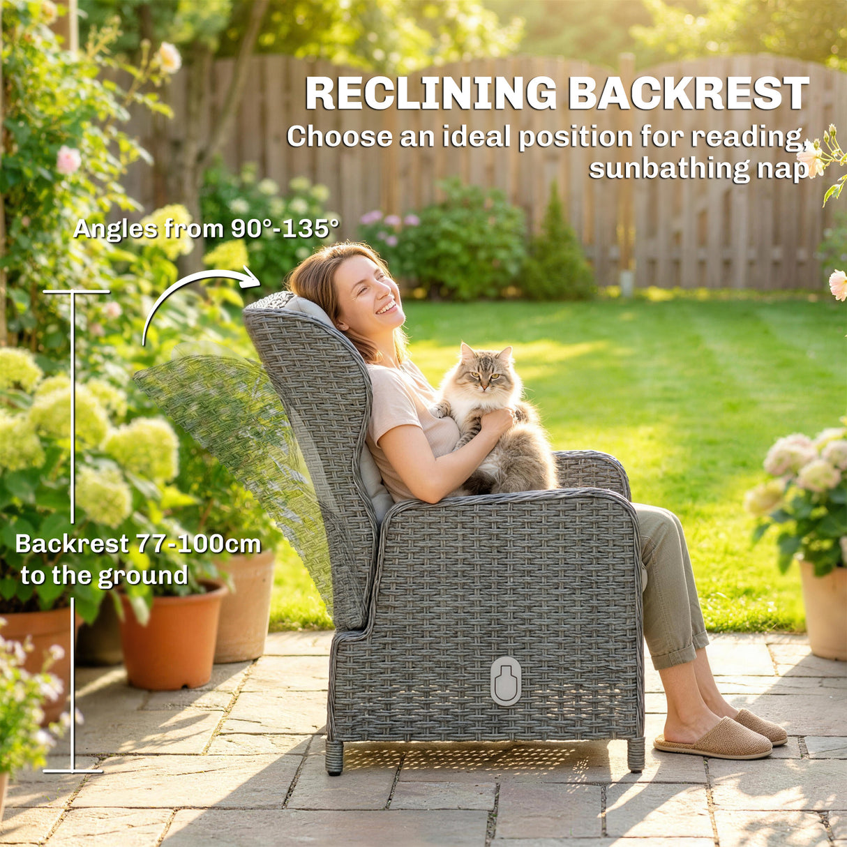 Poly Rattan Wicker 5 Pieces Garden Bistro Set With Reclining Armchairs - Velmora