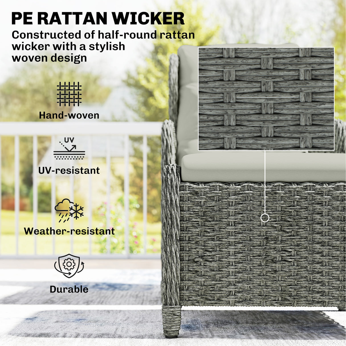 Poly Rattan Wicker 5 Pieces Garden Bistro Set With Reclining Armchairs - Velmora