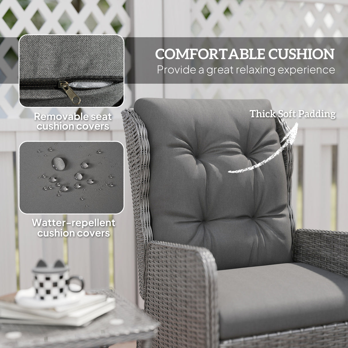 Poly Rattan Wicker 5 Pieces Garden Bistro Set With Reclining Armchairs - Velmora