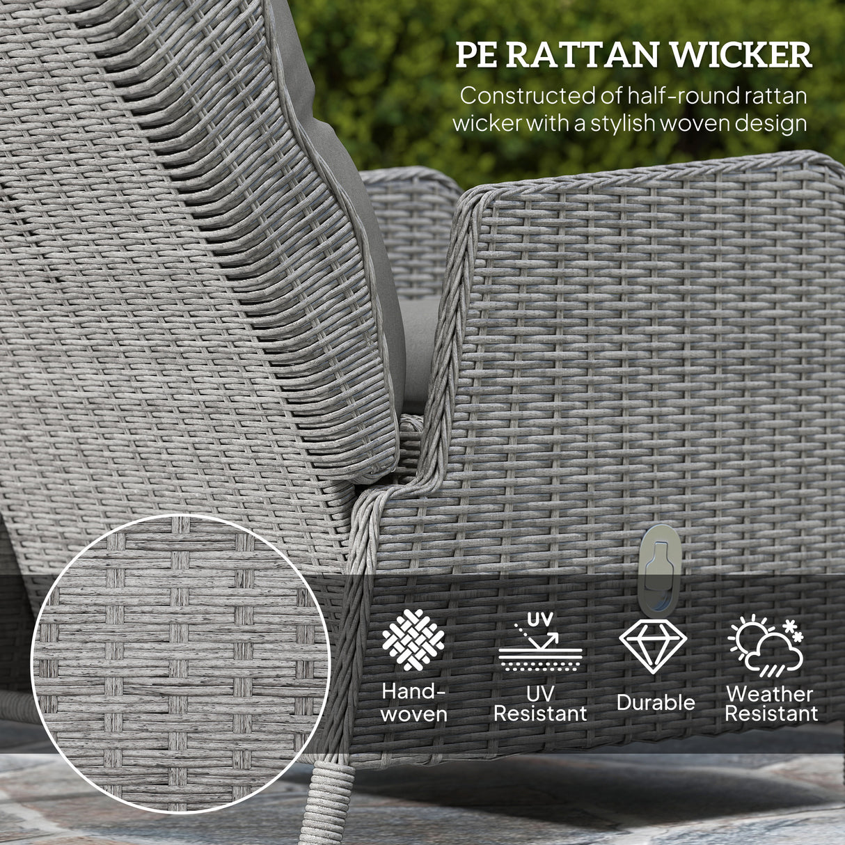 Poly Rattan Wicker 5 Pieces Garden Bistro Set With Reclining Armchairs - Velmora