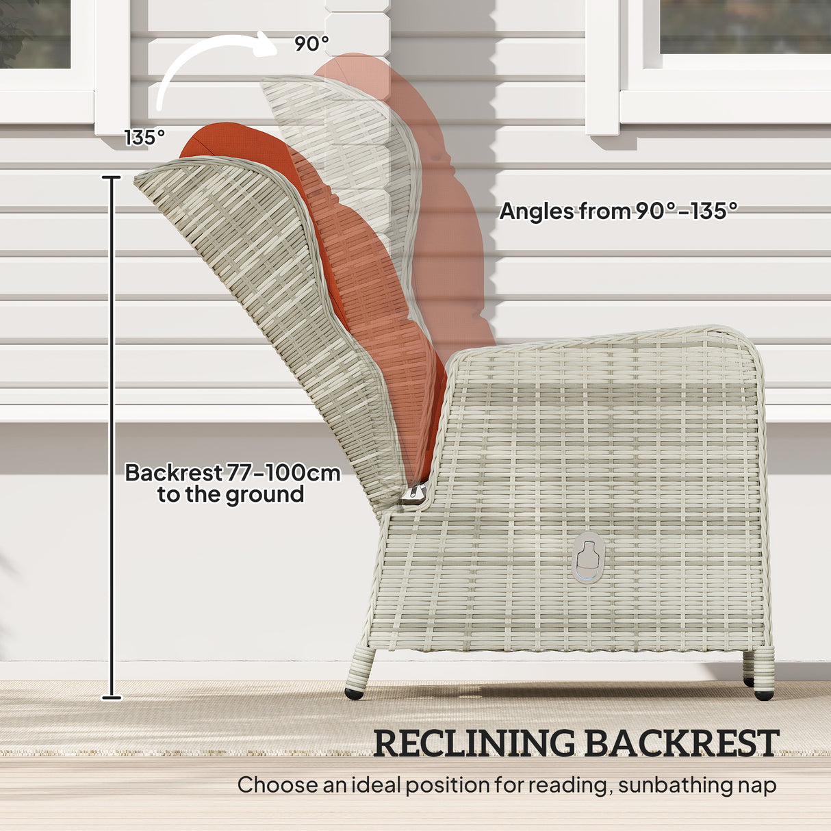 Poly Rattan Wicker 5 Pieces Garden Bistro Set With Reclining Armchairs - Velmora