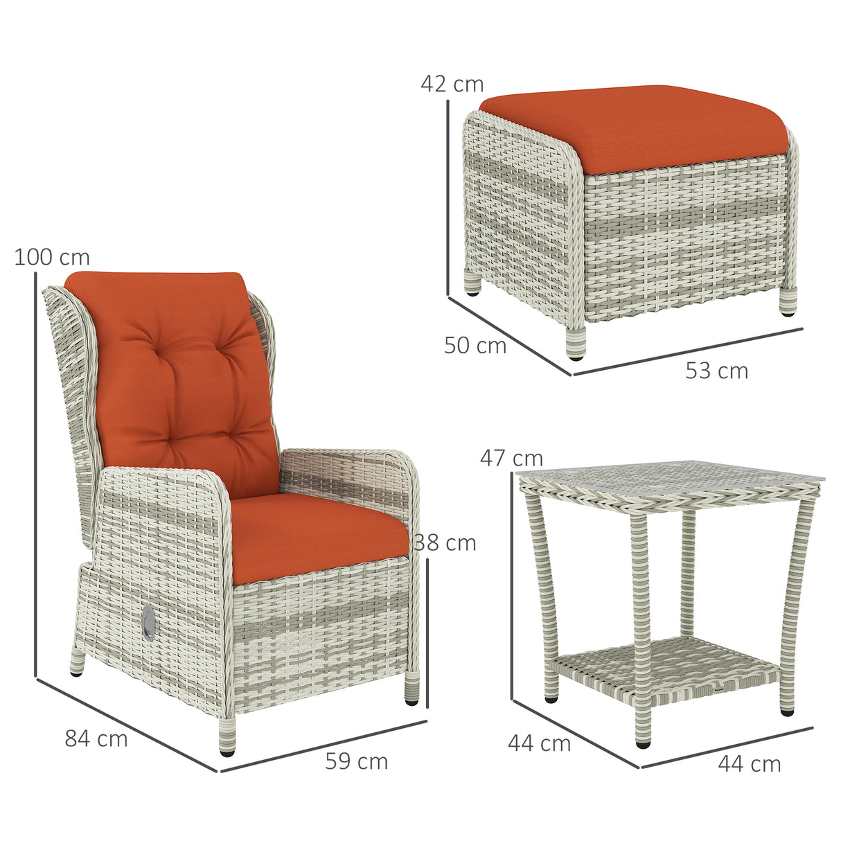 Poly Rattan Wicker 5 Pieces Garden Bistro Set With Reclining Armchairs - Velmora