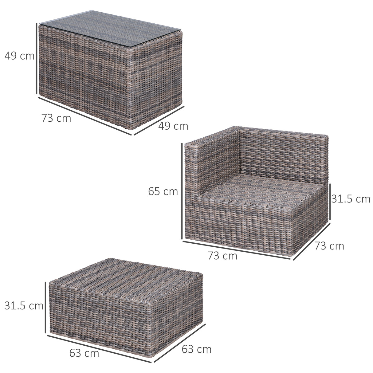 Poly Rattan Wicker 5 Pieces Garden Sofa Set in Aluminium Frame - Velmora