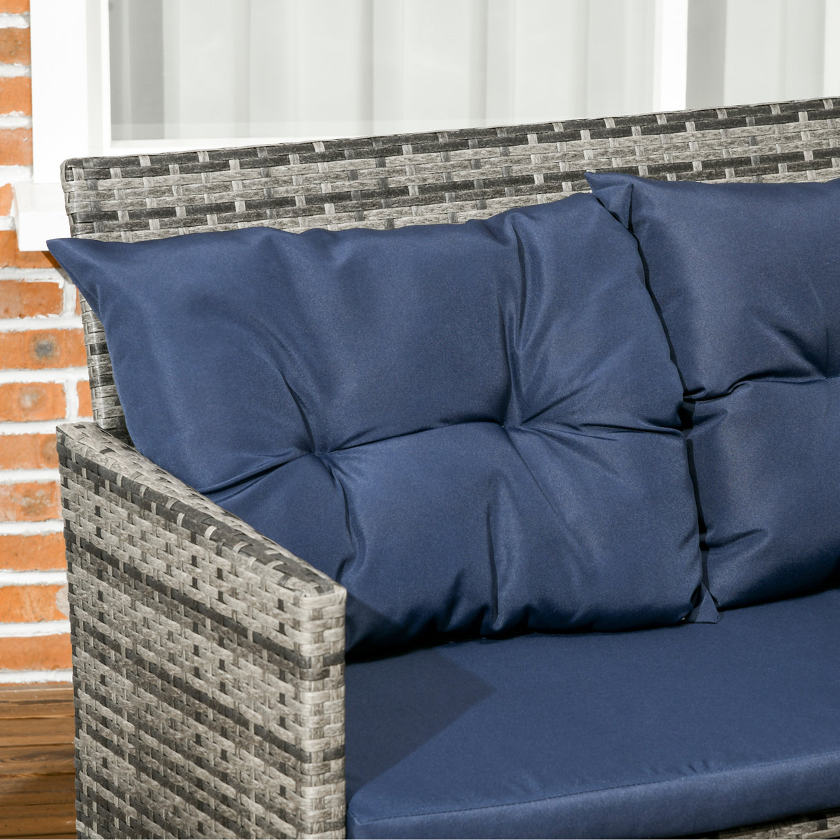 Poly Rattan Wicker 7 Seater Garden Sofa Set With Glass Table - Velmora