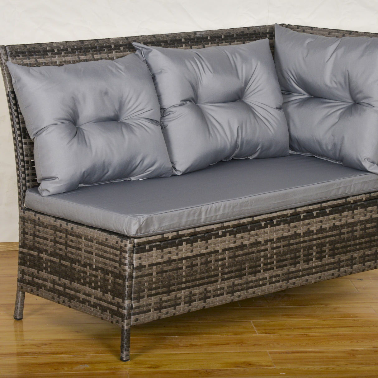 Poly Rattan Wicker 7 Seater Garden Sofa Set With Glass Table - Velmora