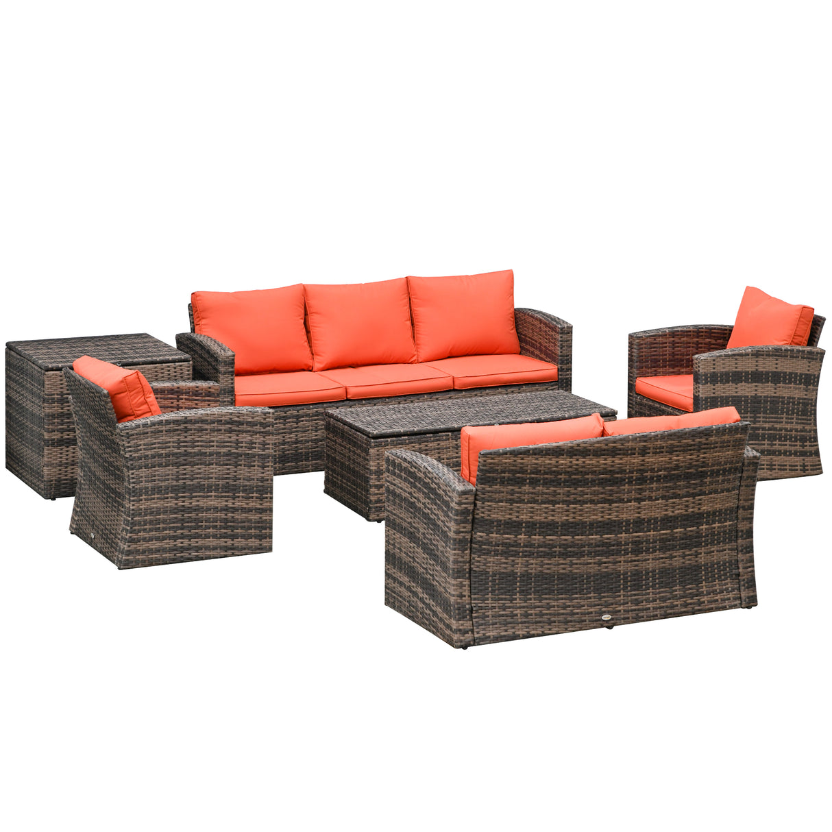 Poly Rattan Wicker 7 Seater Garden Sofa Set With Storage Coffee Table - Velmora