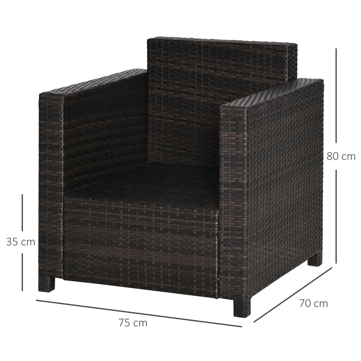 Poly Rattan Wicker Garden Armchair With 10 cm Thickened Cushion - Velmora