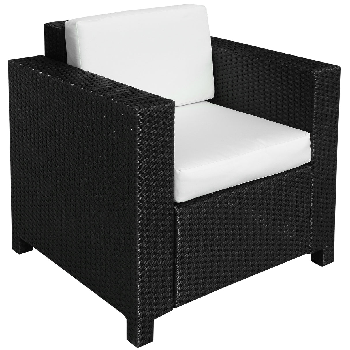 Poly Rattan Wicker Garden Armchair With 10 cm Thickened Cushion - Velmora