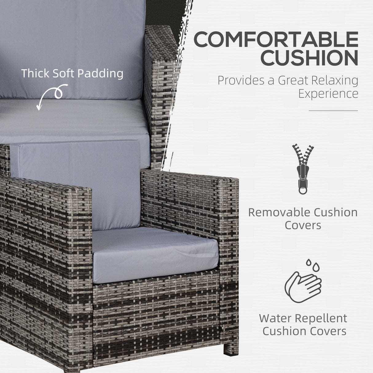 Poly Rattan Wicker Garden Armchair With 10 cm Thickened Cushion - Velmora