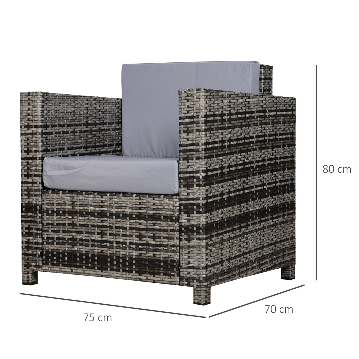 Poly Rattan Wicker Garden Armchair With 10 cm Thickened Cushion - Velmora