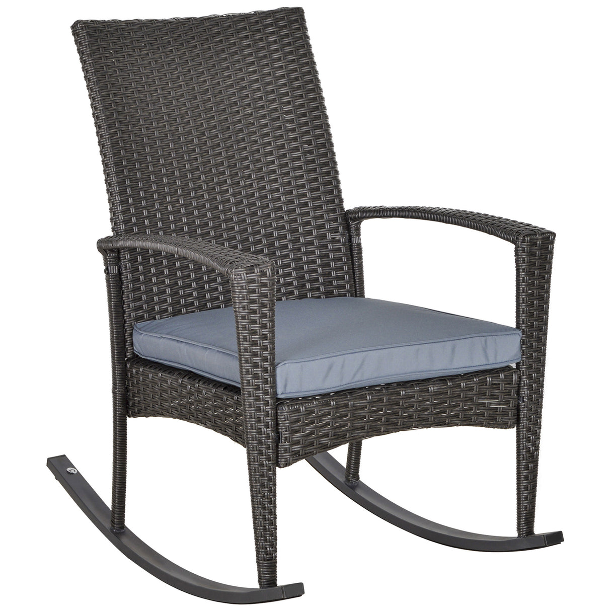 Poly Rattan Wicker Garden Rocking Armchair With Cushion - Velmora