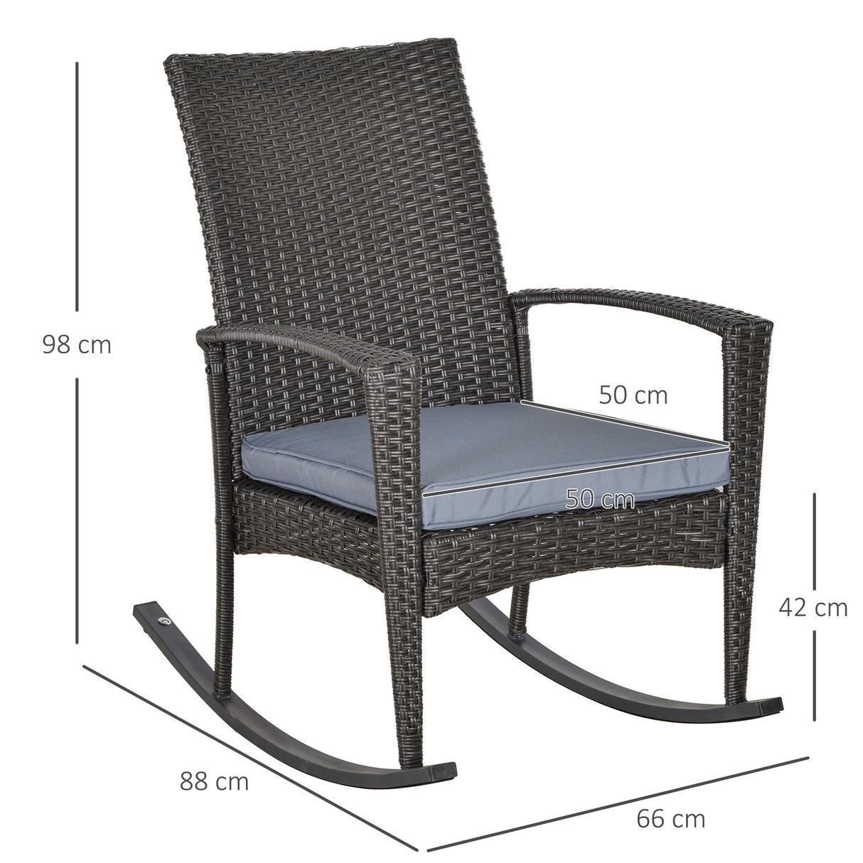 Poly Rattan Wicker Garden Rocking Armchair With Cushion - Velmora
