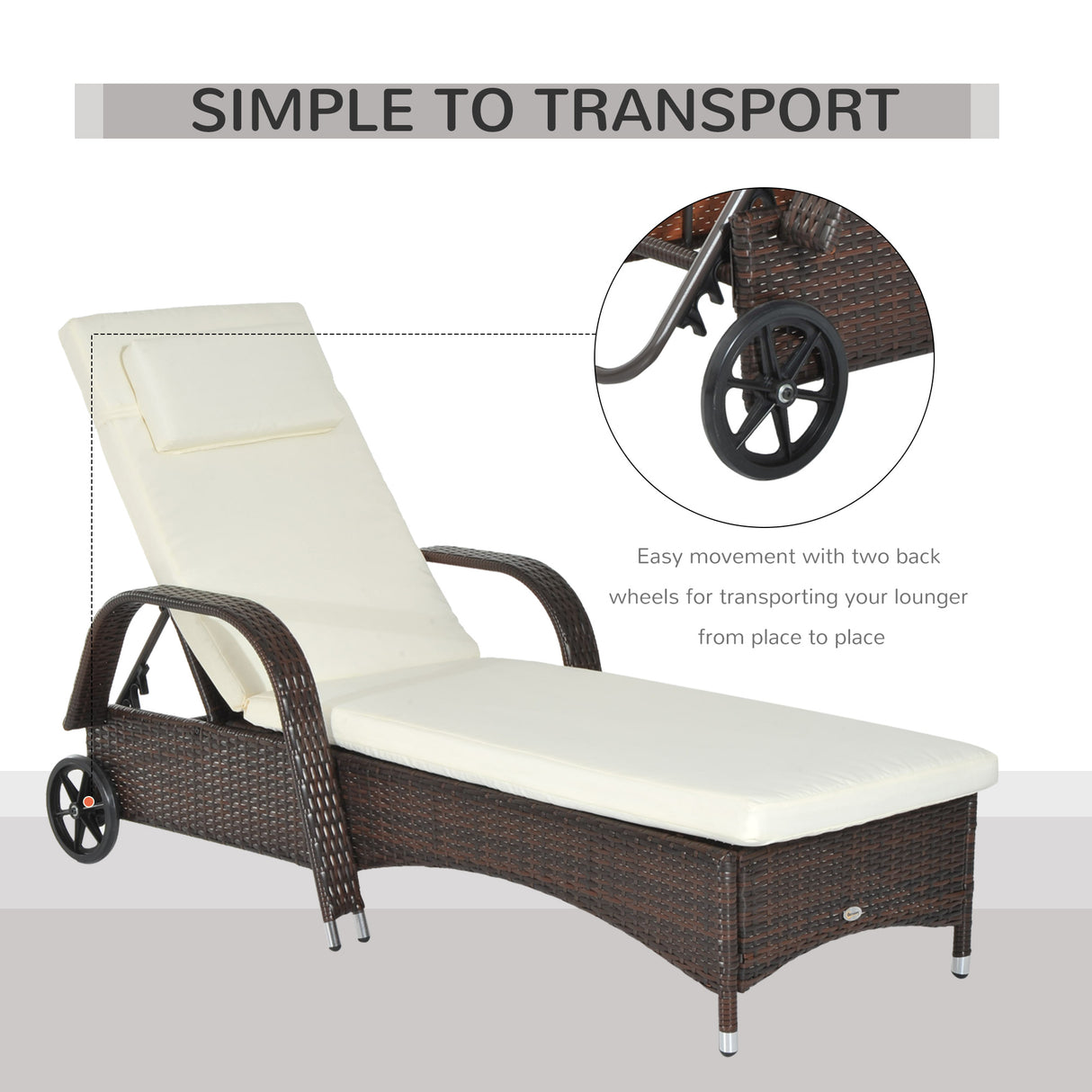 Poly Rattan Wicker Recliner Garden Sun Lounger With Adjustable Headrest - Velmora