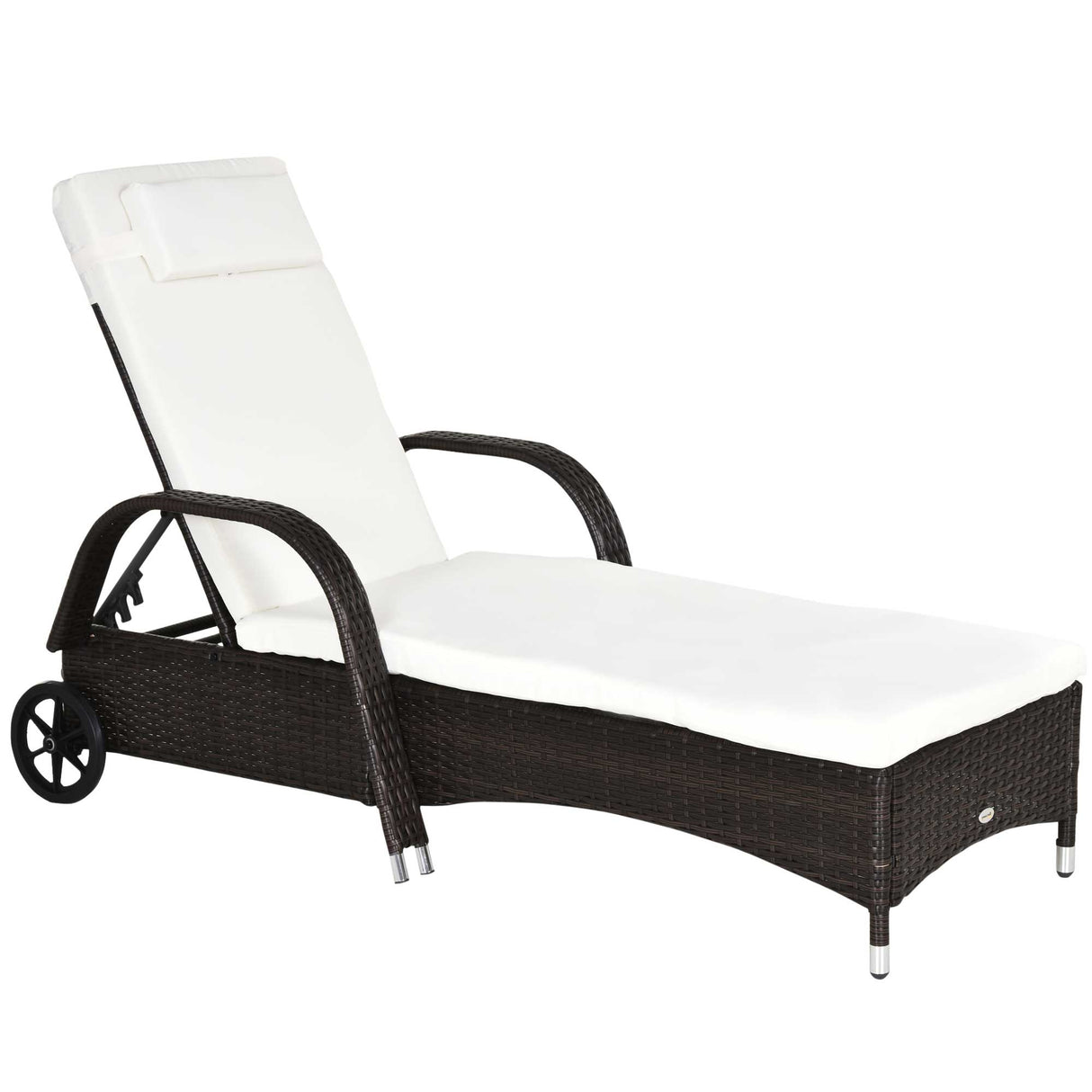Poly Rattan Wicker Recliner Garden Sun Lounger With Adjustable Headrest - Velmora