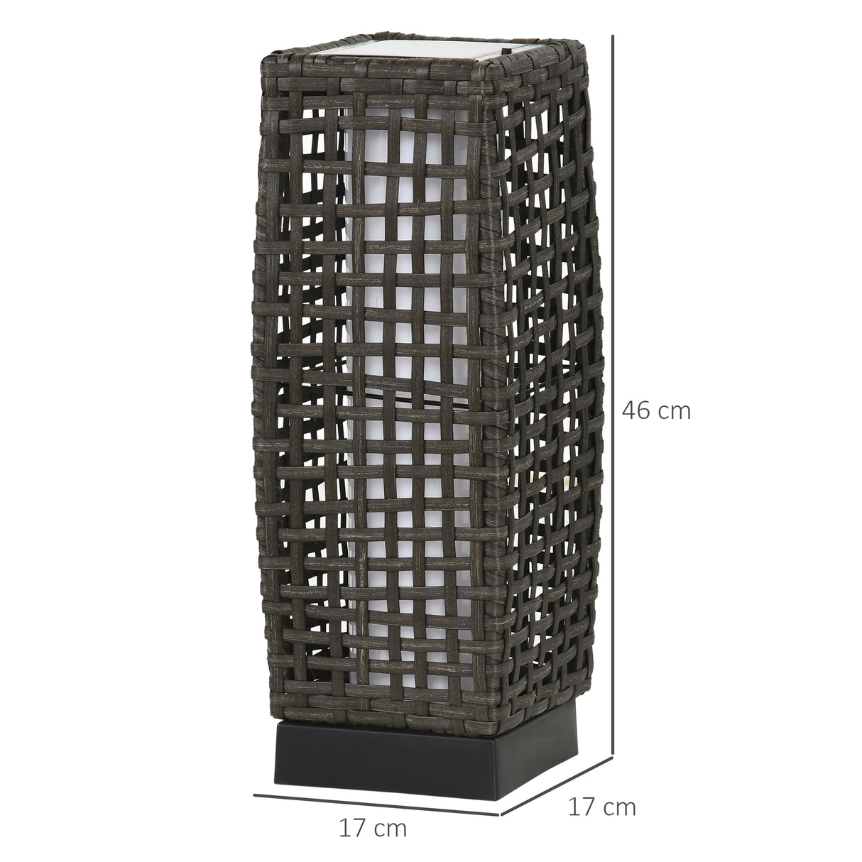 Poly Rattan Wicker Solar Powered LED Garden Lantern With Auto On-Off Lights - Velmora