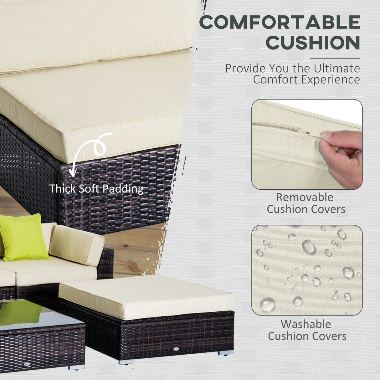 Poly Rattan Wicker Weave Garden Sofa Set With Coffee Table - Velmora