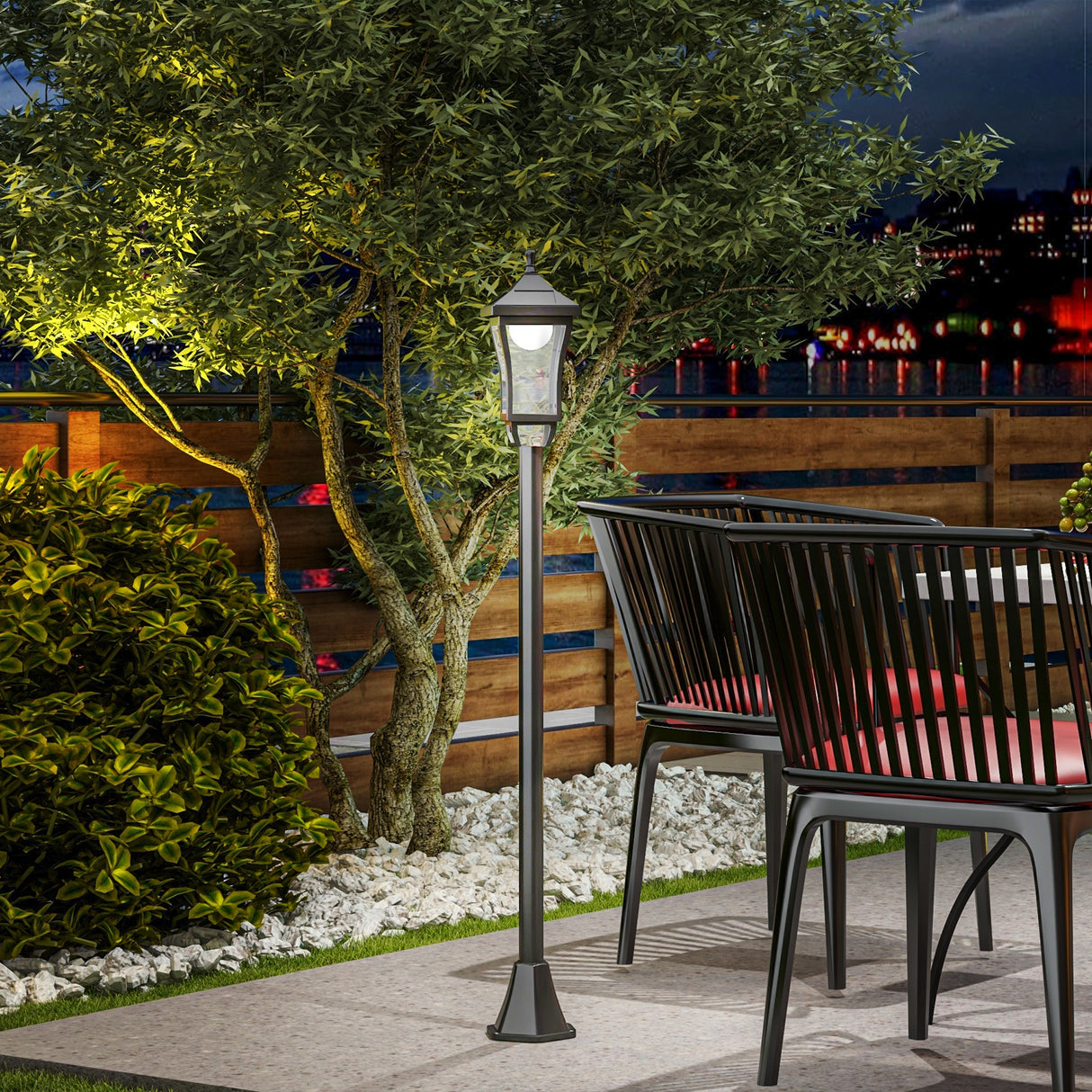 Polycarbonate 1.3 m LED Solar Powered Garden Lamp Post - Velmora