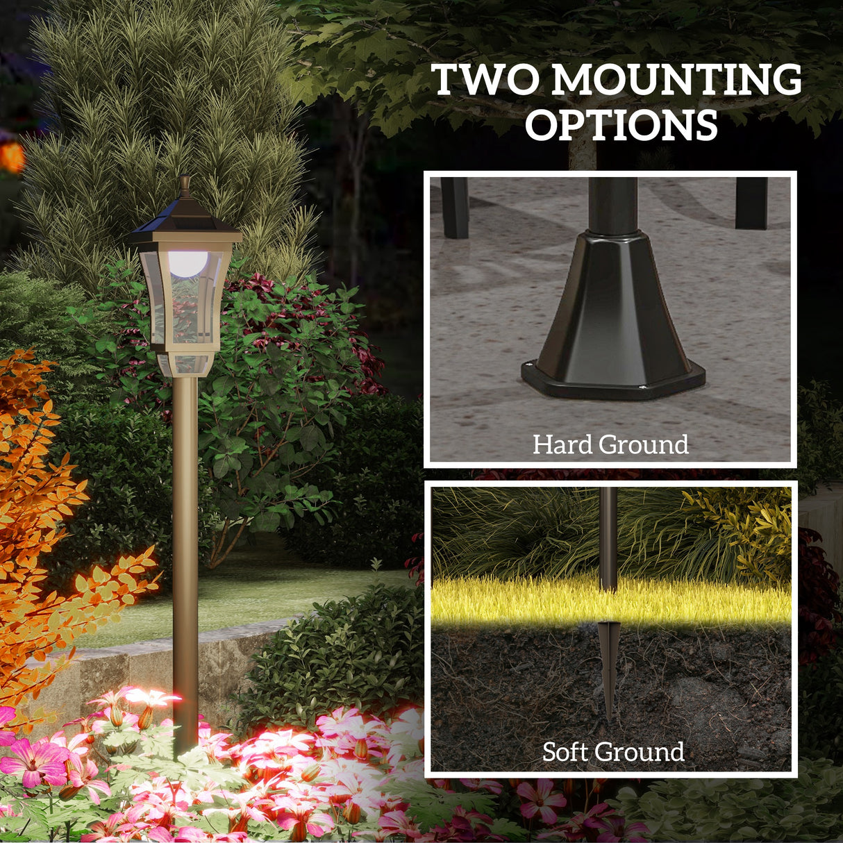 Polycarbonate 1.3 m LED Solar Powered Garden Lamp Post - Velmora
