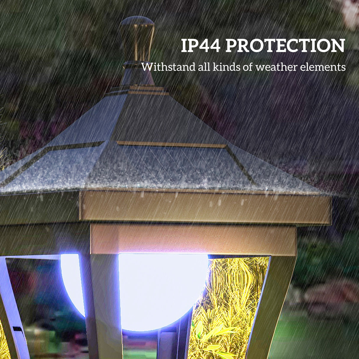 Polycarbonate 1.3 m LED Solar Powered Garden Lamp Post - Velmora