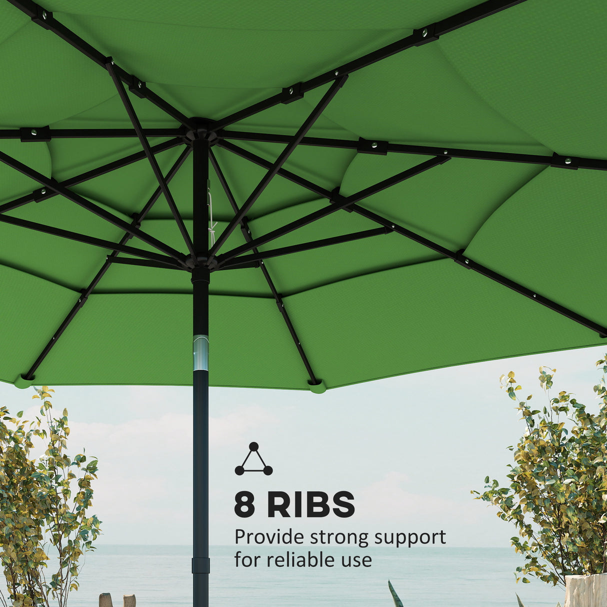 Polyester 3 Tier Tilting Parasol Umbrella 300cm Diameter - Velmora