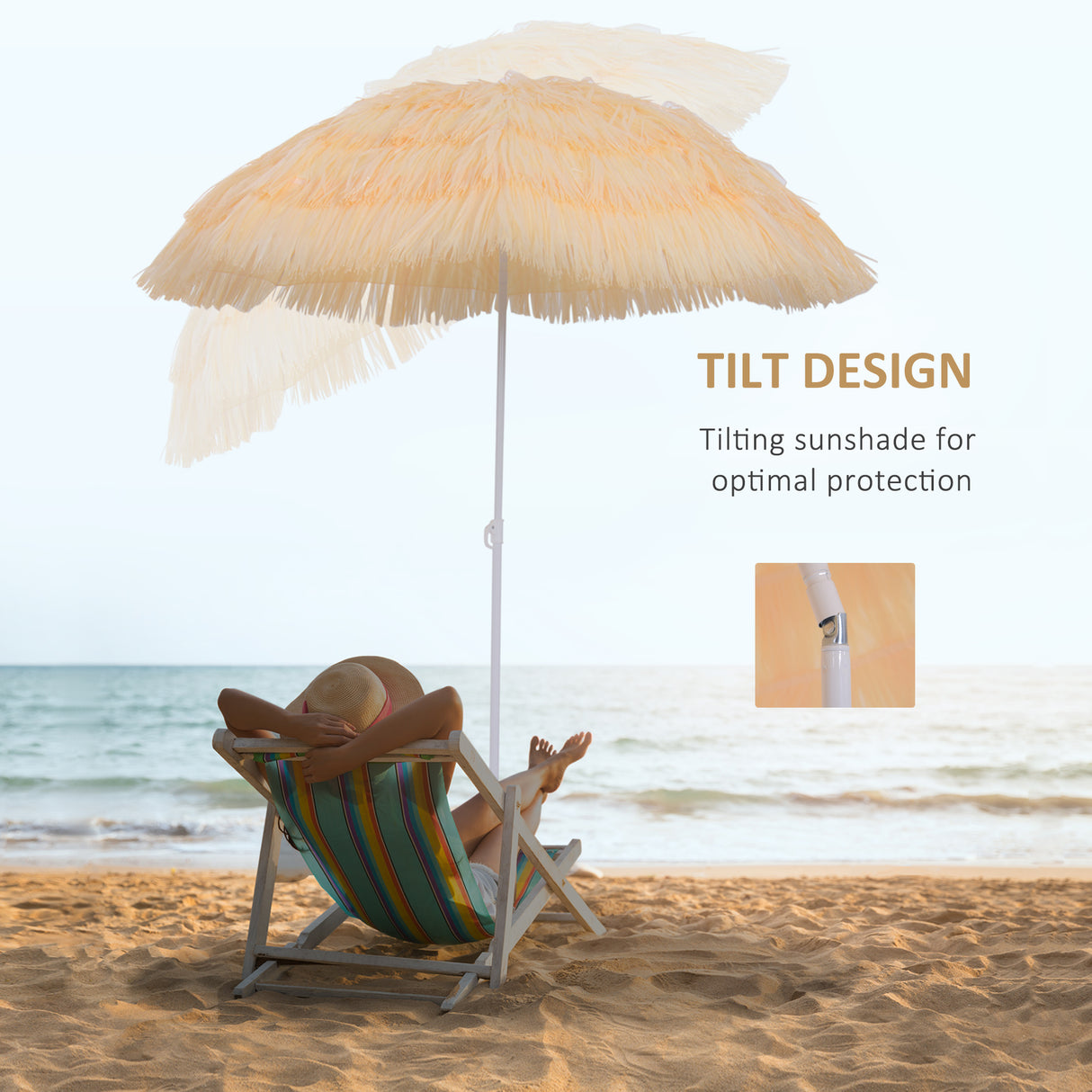 Polyester Beach Parasol Umbrella 160cm Diameter - Velmora