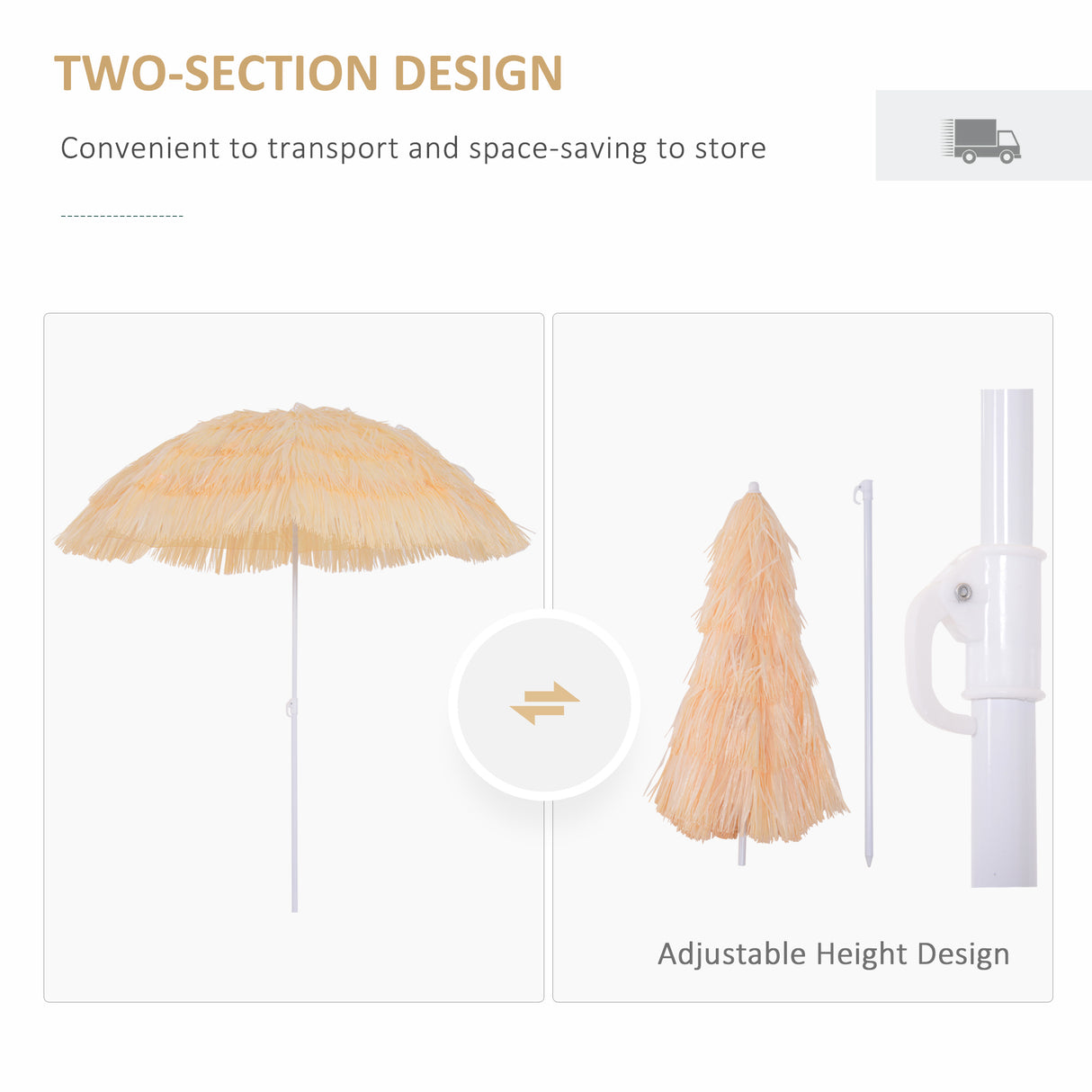 Polyester Beach Parasol Umbrella 160cm Diameter - Velmora