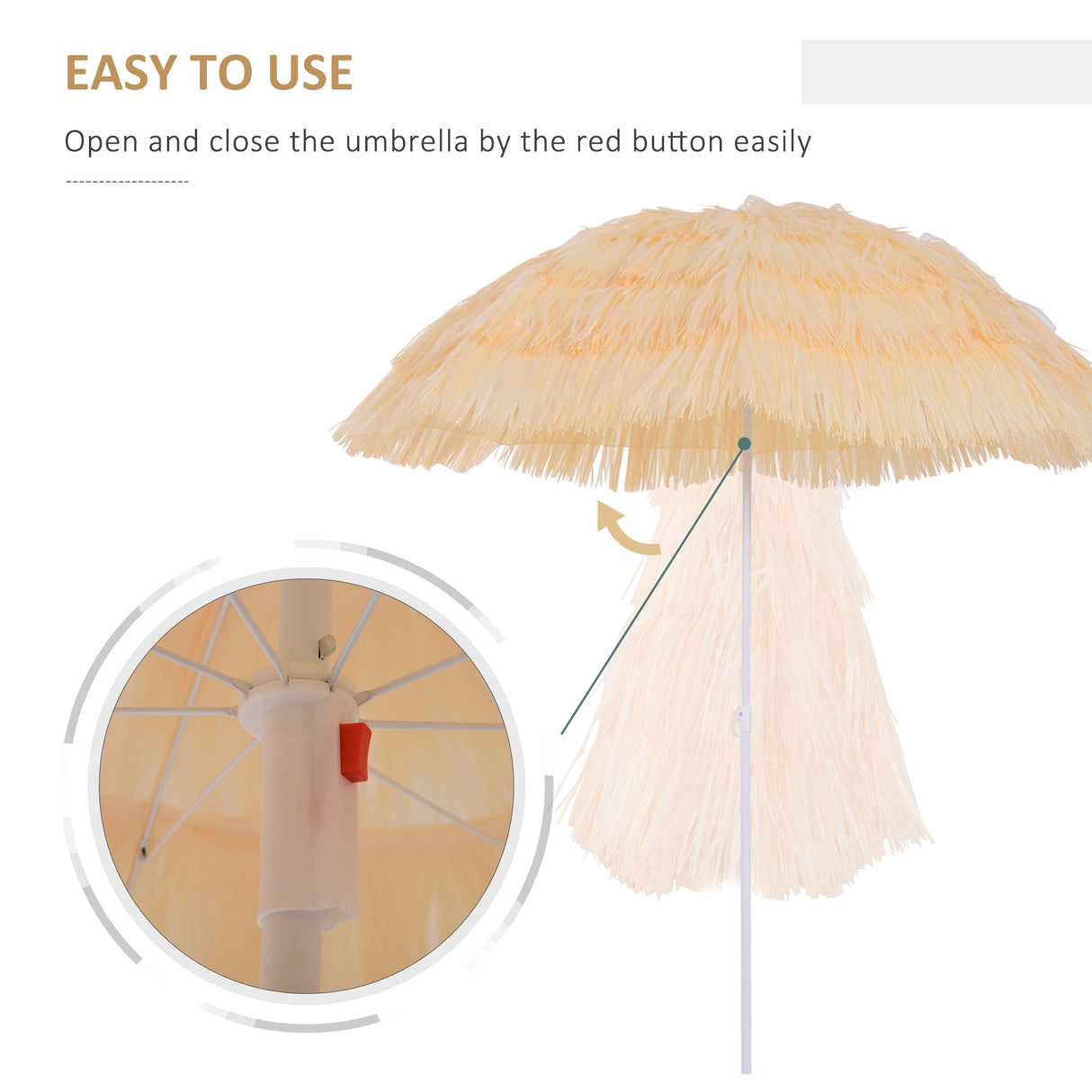 Polyester Beach Parasol Umbrella 160cm Diameter - Velmora