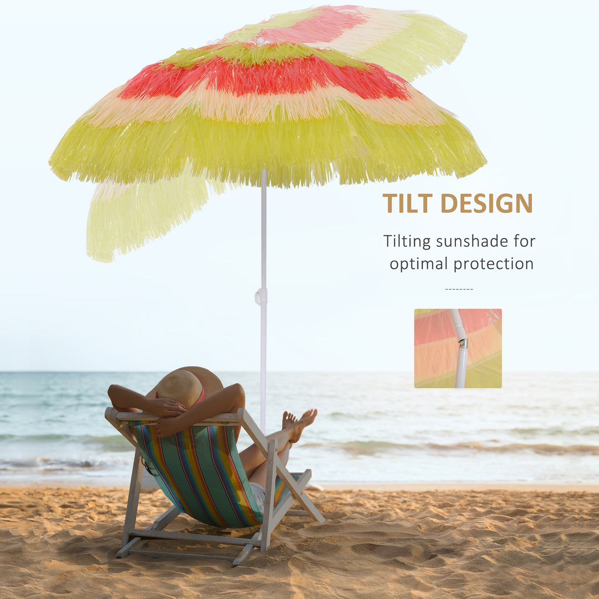 Polyester Beach Parasol Umbrella 160cm Diameter - Velmora