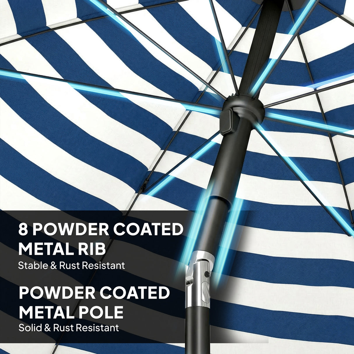 Polyester Beach Parasol Umbrella With Sand Anchor 177cm Diameter - Velmora