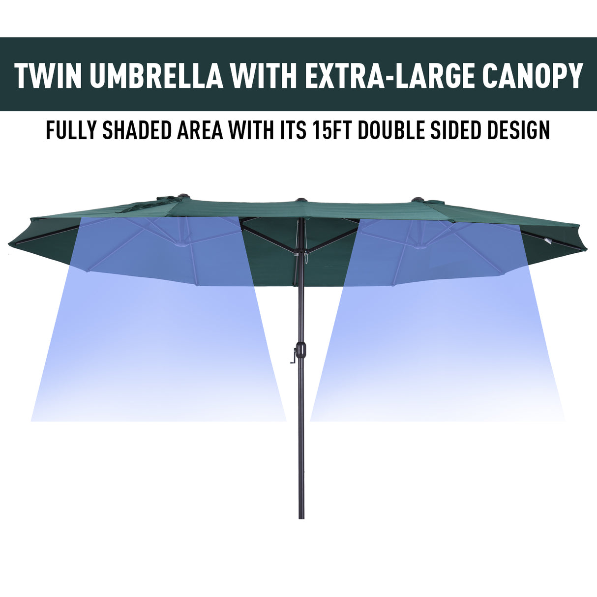 Polyester Double Sided Parasol Umbrella 460cm Width x 270cm Depth - Velmora