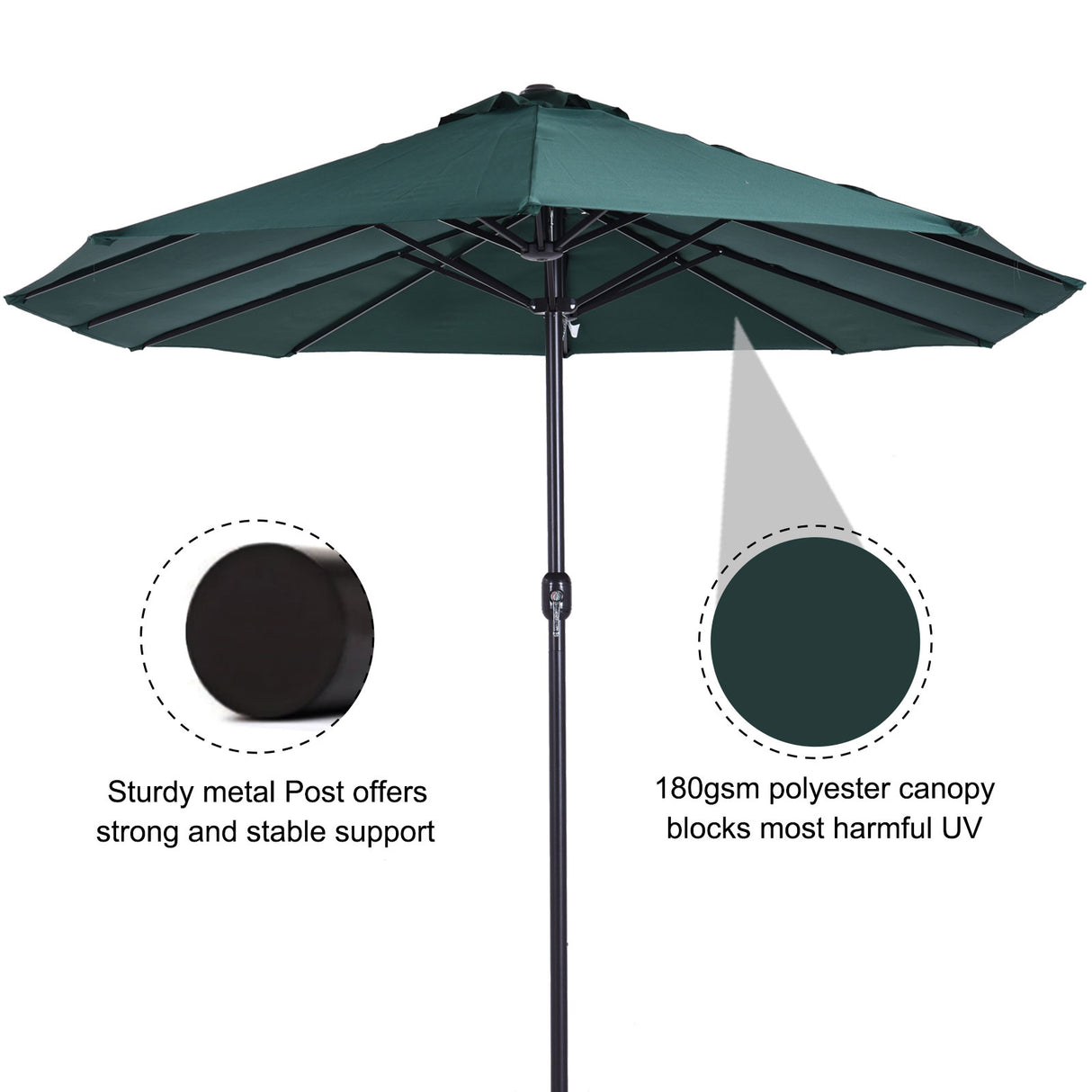 Polyester Double Sided Parasol Umbrella 460cm Width x 270cm Depth - Velmora