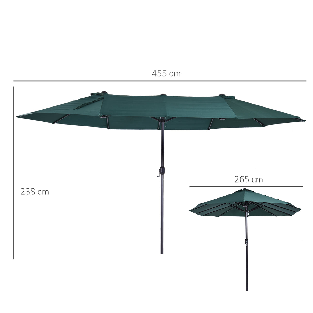 Polyester Double Sided Parasol Umbrella 460cm Width x 270cm Depth - Velmora