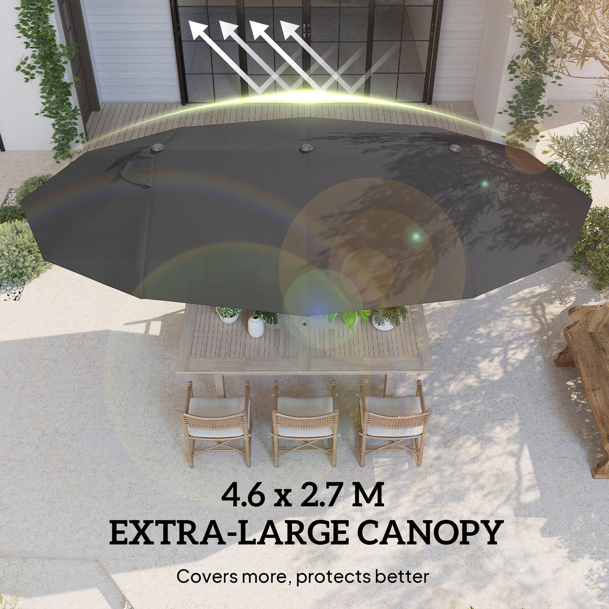 Polyester Double Sided Parasol Umbrella 460cm Width x 270cm Depth - Velmora
