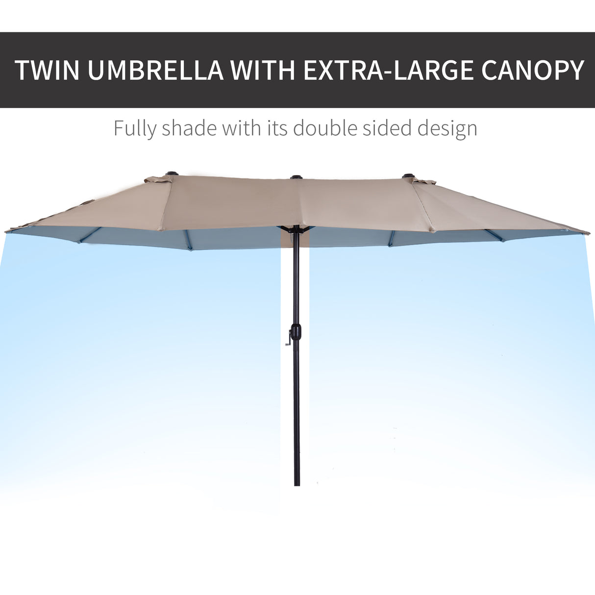 Polyester Double Sided Parasol Umbrella 460cm Width x 270cm Depth - Velmora