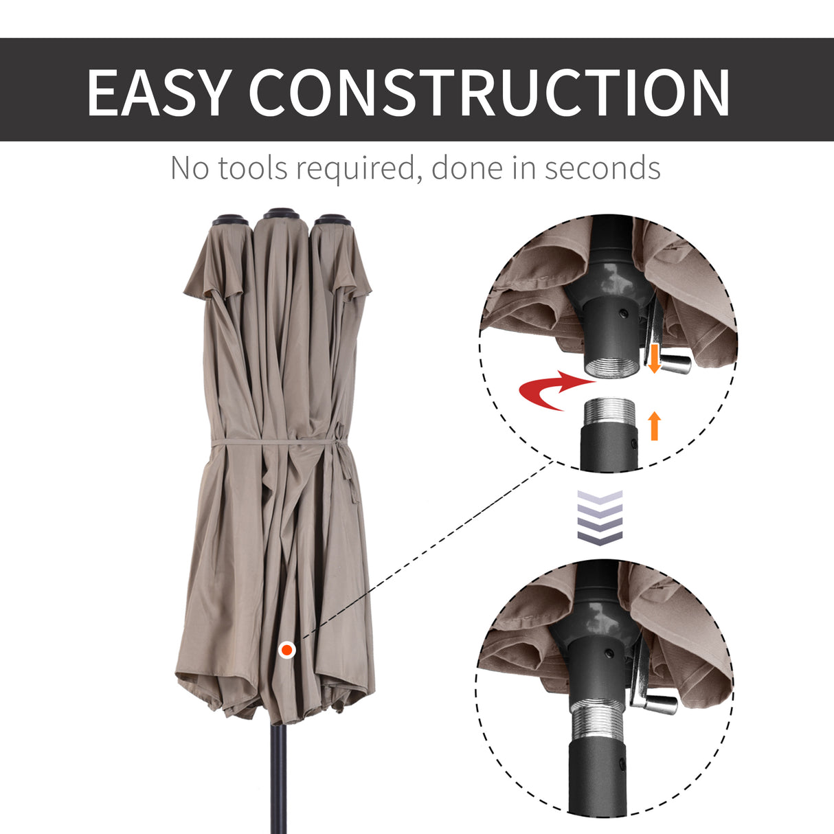 Polyester Double Sided Parasol Umbrella 460cm Width x 270cm Depth - Velmora