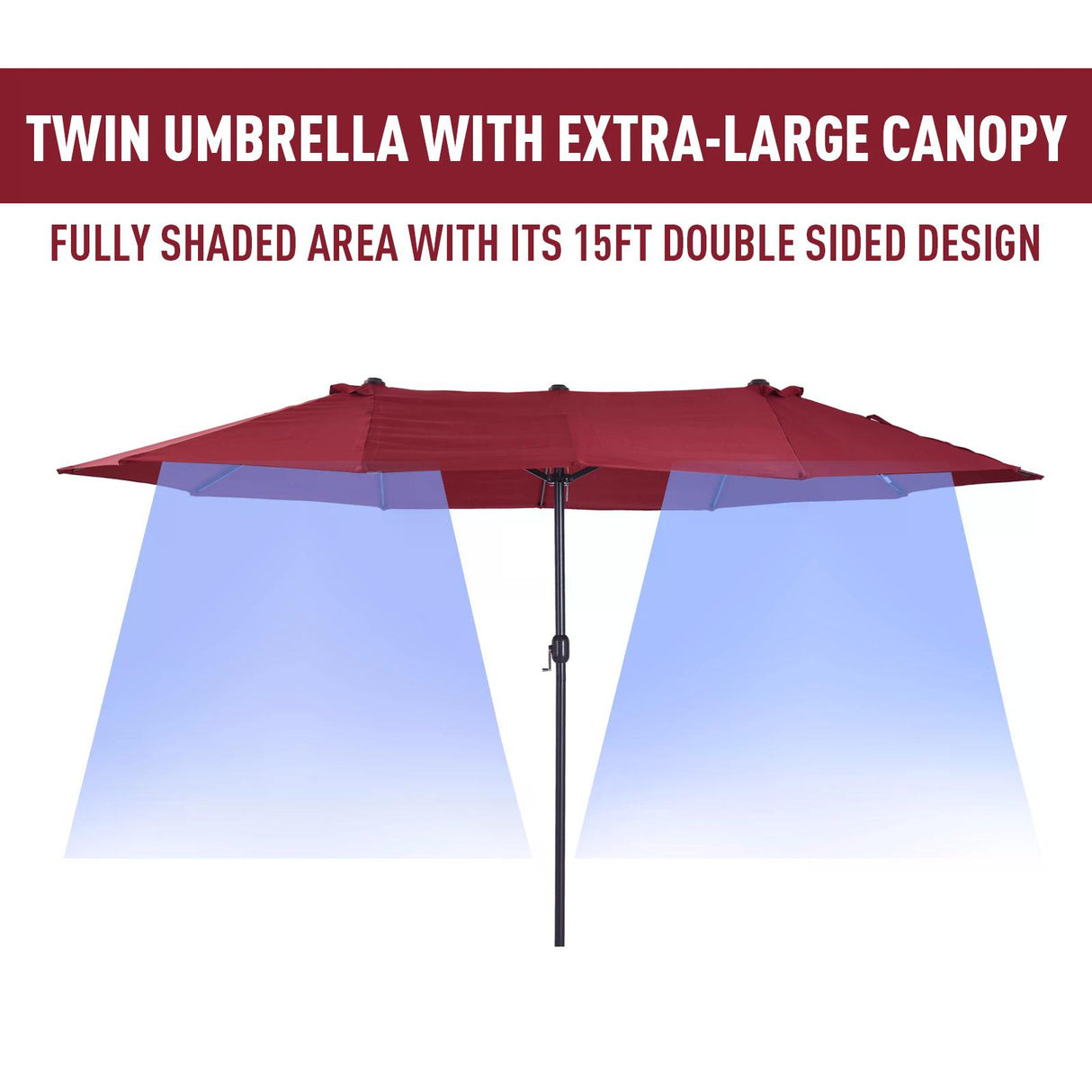 Polyester Double Sided Parasol Umbrella 460cm Width x 270cm Depth - Velmora