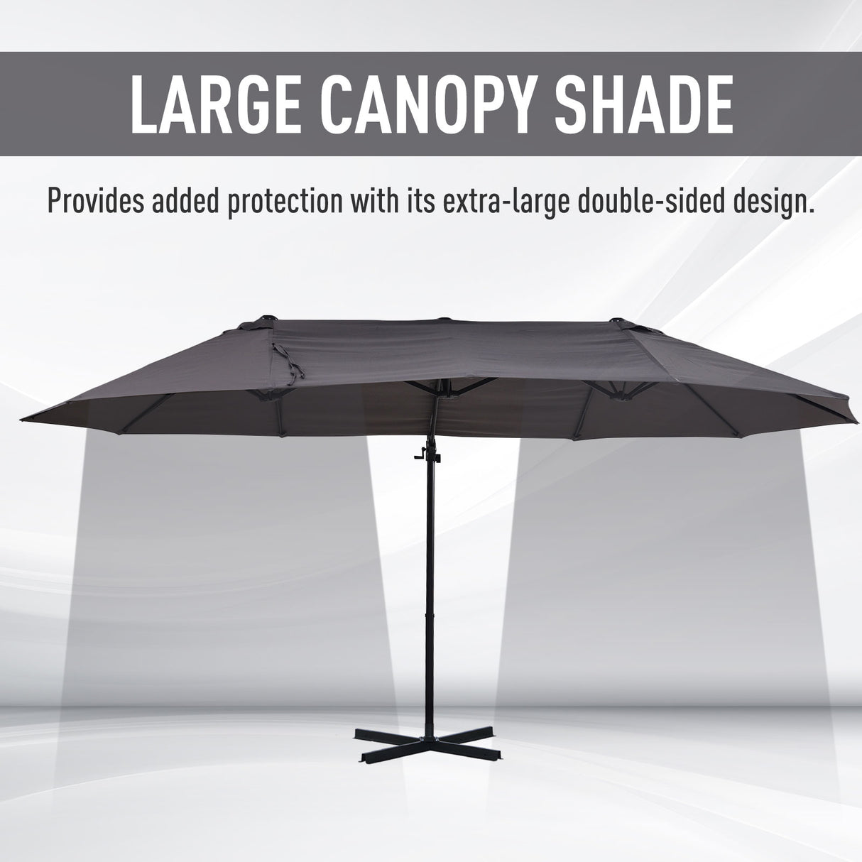 Polyester Double Sided Parasol Umbrella With Cross Base 440cm Width x 270cm Depth - Velmora