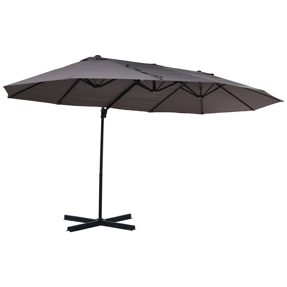 Polyester Double Sided Parasol Umbrella With Cross Base 440cm Width x 270cm Depth - Velmora