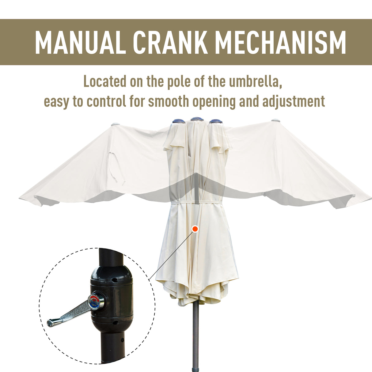 Polyester Double Sided Parasol Umbrella With Cross Base 460cm Width x 270cm Depth - Velmora