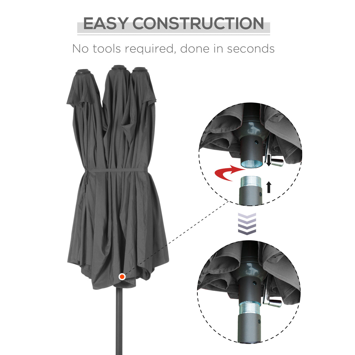 Polyester Double Sided Parasol Umbrella With Cross Base 460cm Width x 270cm Depth - Velmora