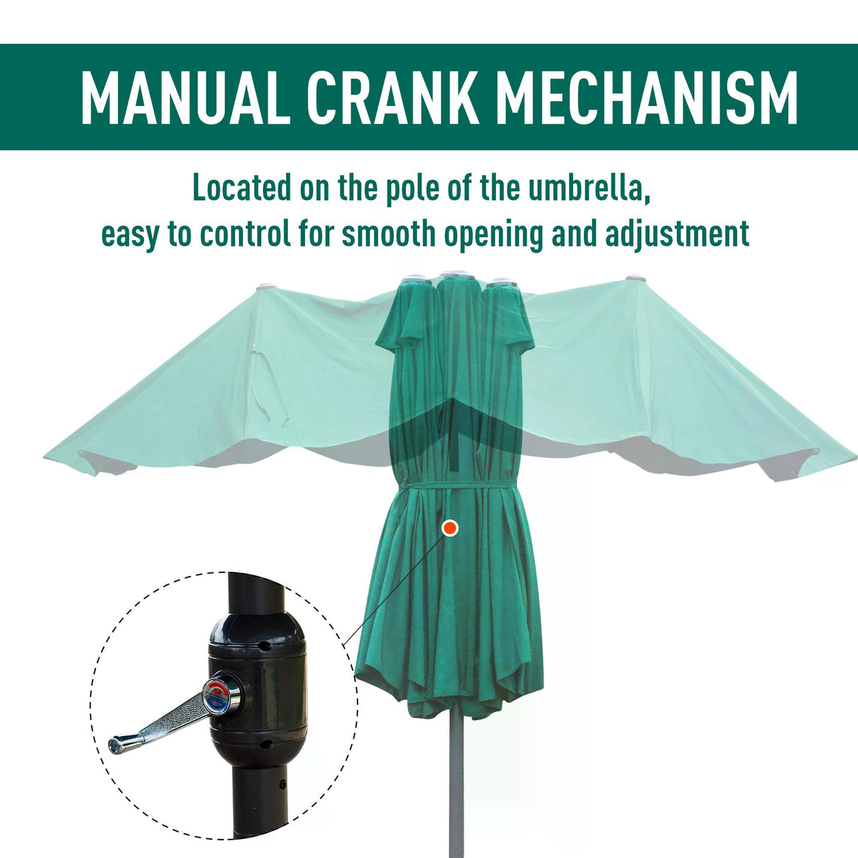 Polyester Double Sided Parasol Umbrella With Cross Base 460cm Width x 270cm Depth - Velmora