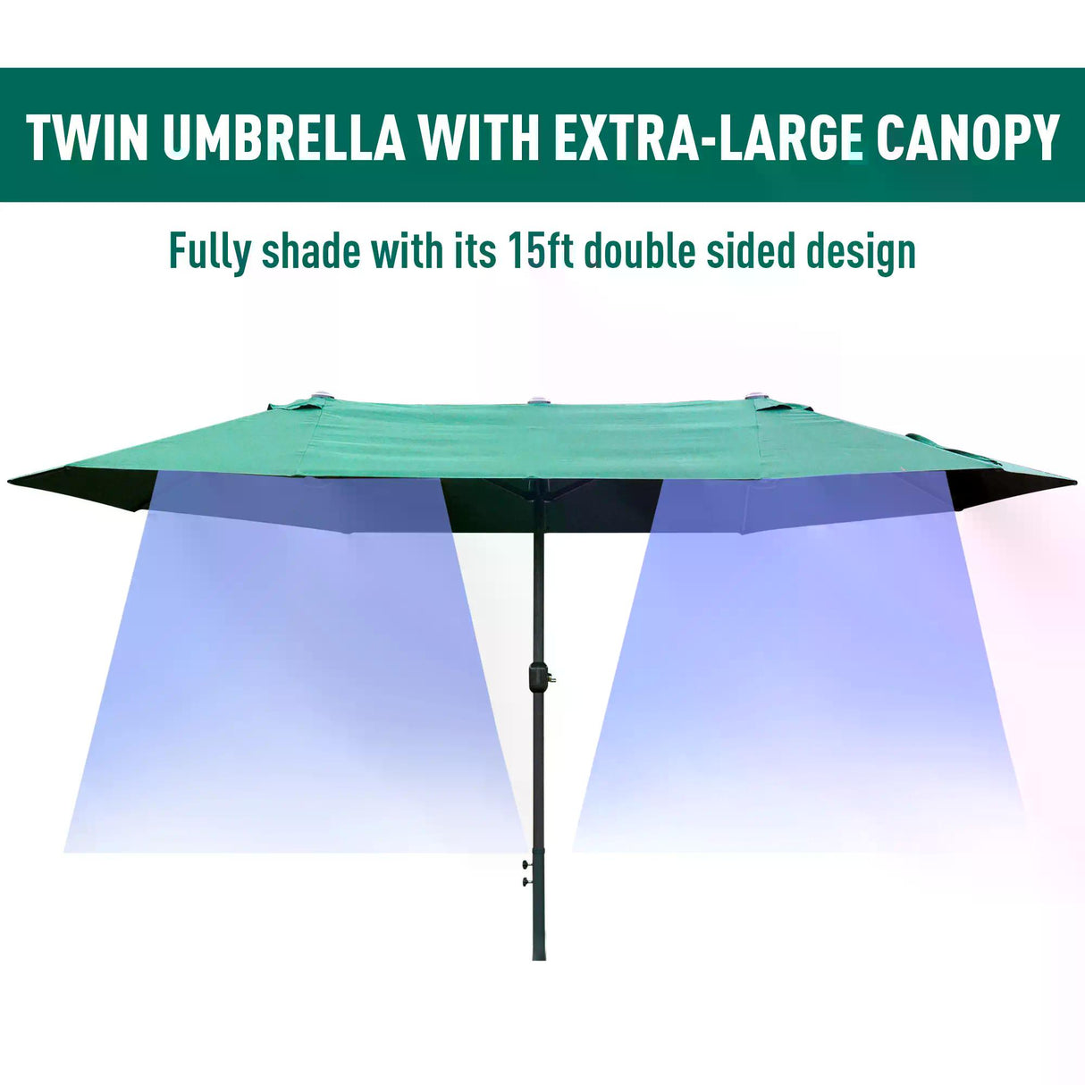 Polyester Double Sided Parasol Umbrella With Cross Base 460cm Width x 270cm Depth - Velmora
