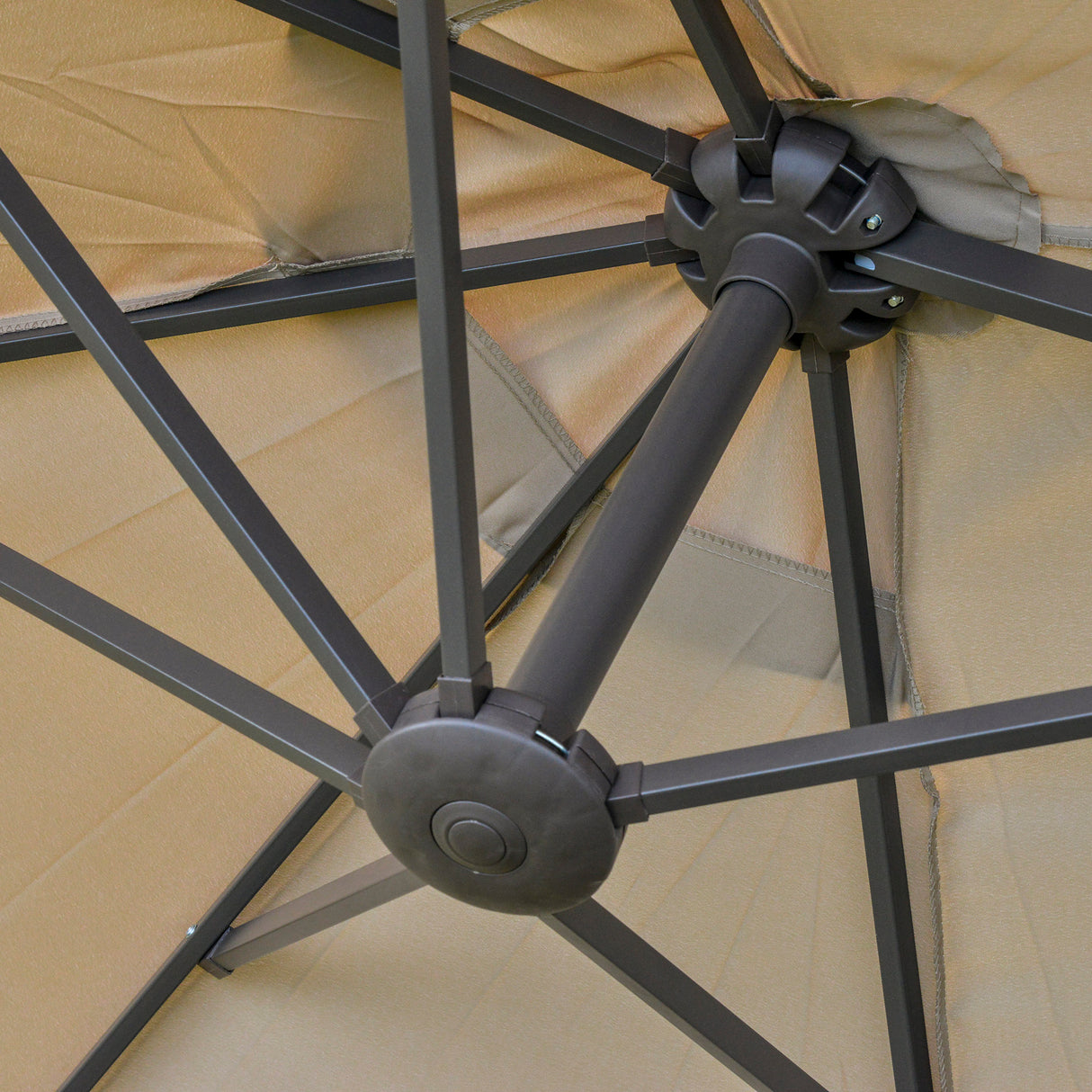 Polyester Double Sided Parasol Umbrella With Cross Base 460cm Width x 270cm Depth - Velmora