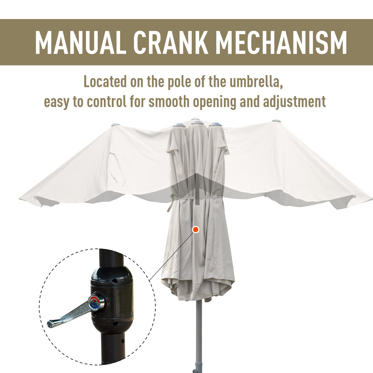 Polyester Double Sided Parasol Umbrella With Cross Base 460cm Width x 270cm Depth - Velmora