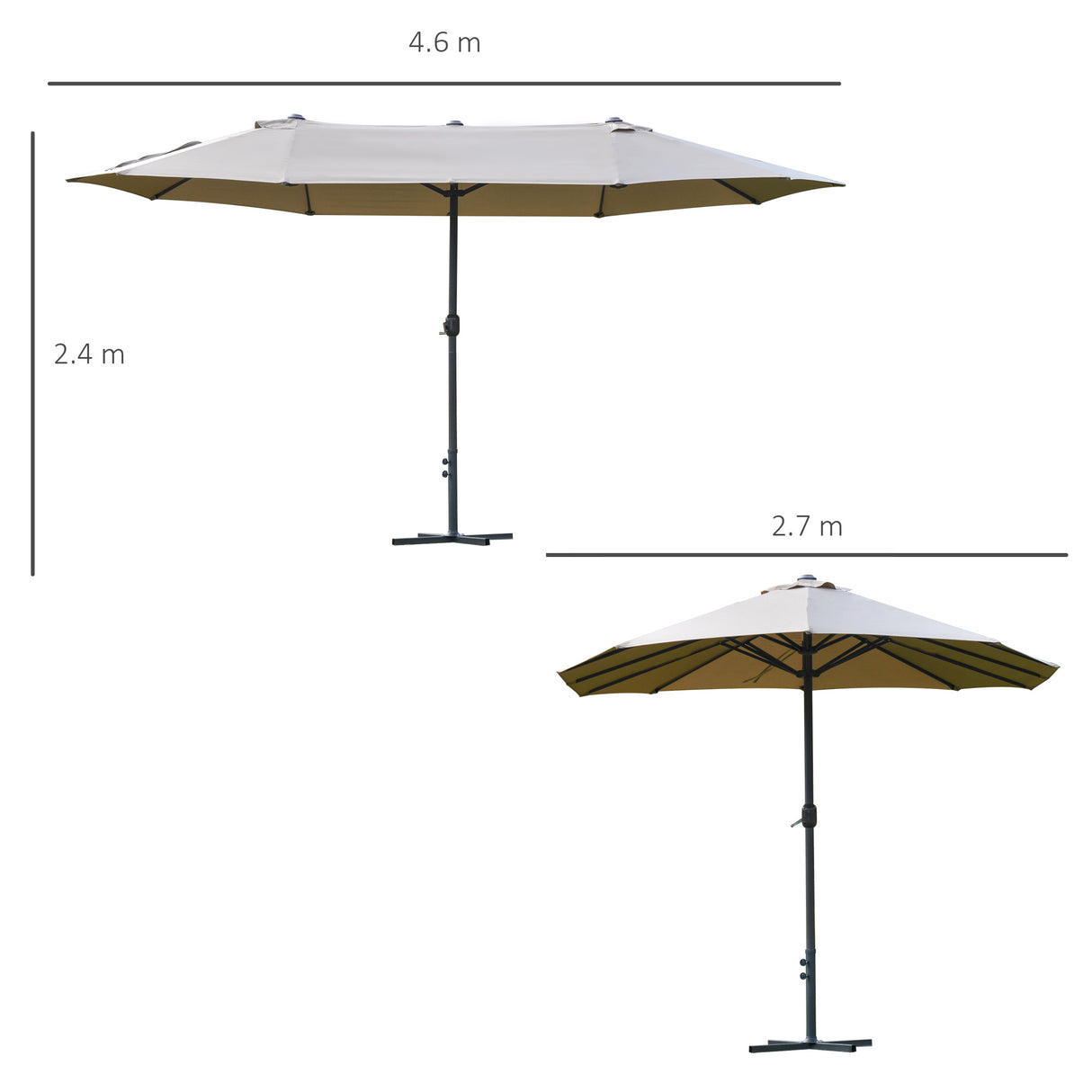 Polyester Double Sided Parasol Umbrella With Cross Base 460cm Width x 270cm Depth - Velmora
