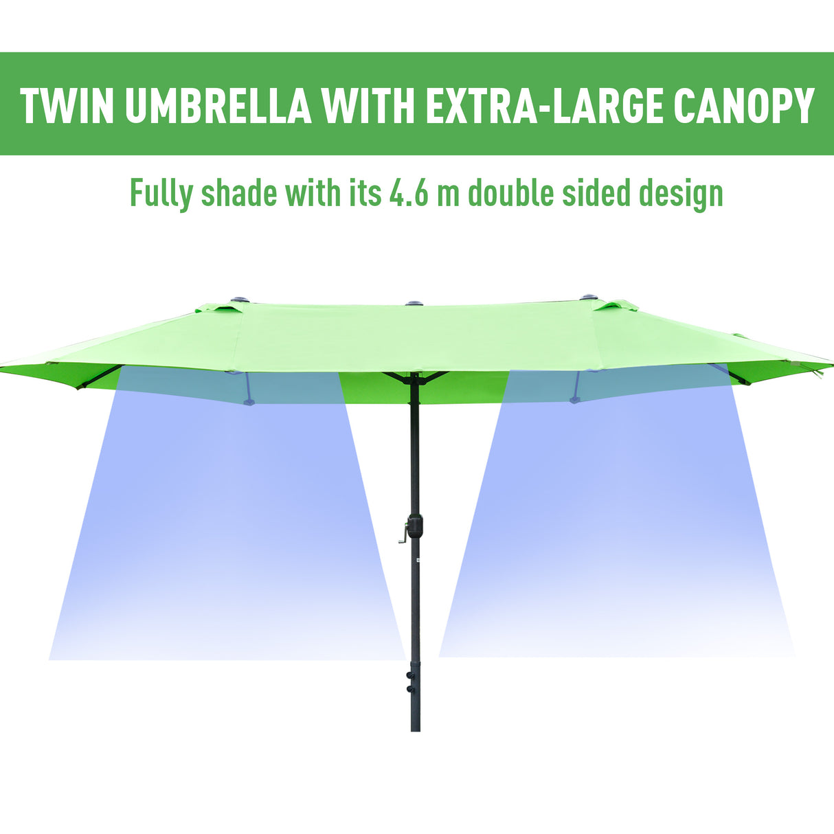 Polyester Double Sided Parasol Umbrella With Cross Base 460cm Width x 270cm Depth - Velmora