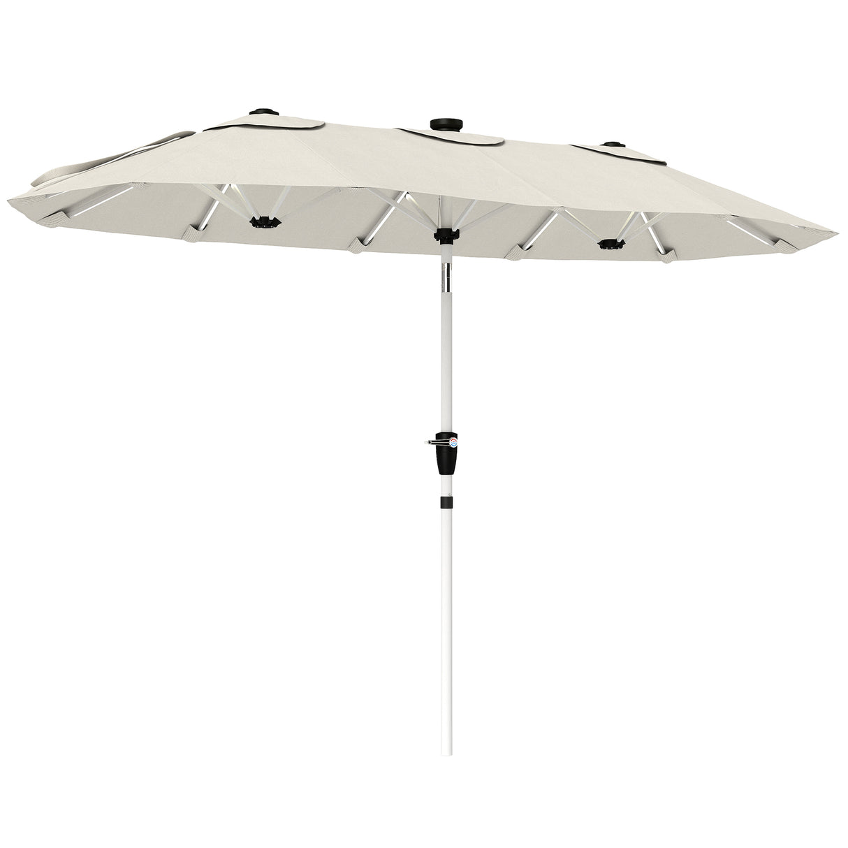 Polyester Double Sided Parasol Umbrella With LED Solar Light 295cm Width x 150cm Depth - Velmora