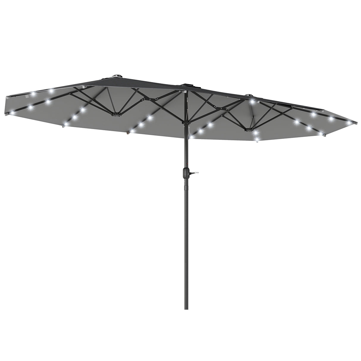 Polyester Double Sided Parasol Umbrella With LED Solar Light 440cm Width x 256cm Depth - Velmora