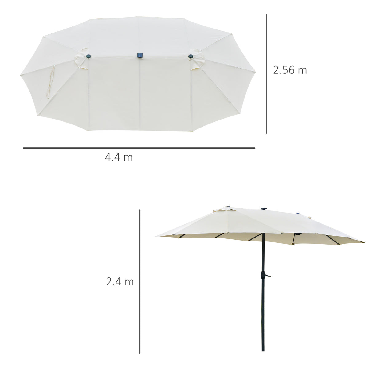 Polyester Double Sided Parasol Umbrella With LED Solar Light 440cm Width x 256cm Depth - Velmora