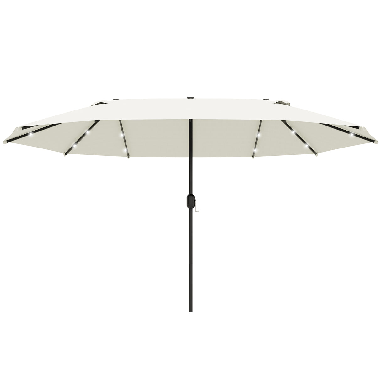 Polyester Double Sided Parasol Umbrella With LED Solar Light 440cm Width x 256cm Depth - Velmora